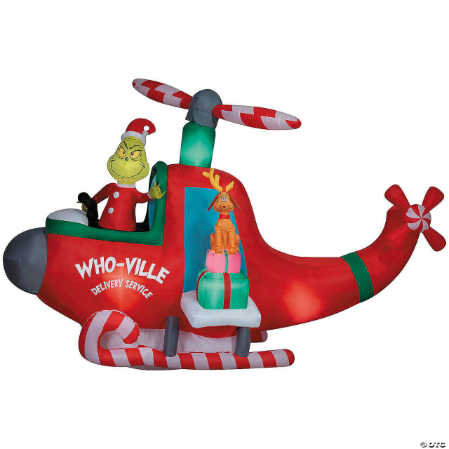 Grinch Helicopter Christmas Inflatable